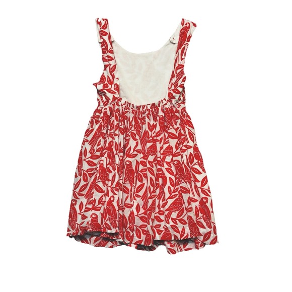 Mini Boden Cross-Back Dress 6-7Y Birds Beach Red White 100% Cotton Twirl Party - Picture 5 of 10